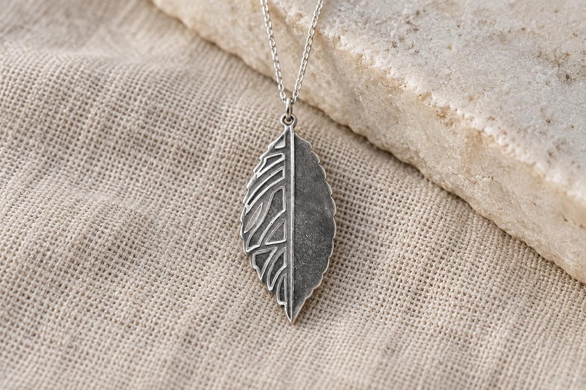 Tin Leaf Pendant/Necklace - 10th Wedding Anniversary. Birthday.