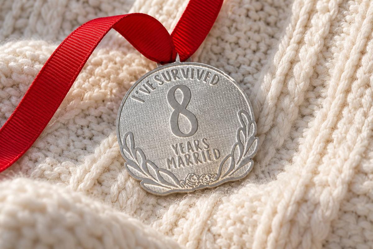 I've Survived 8 Years Married | Anniversary Medal with Sarcastic Phrase