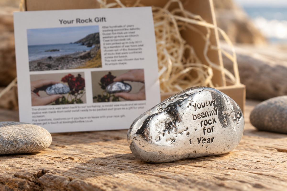 1st Anniversary Solid Metal Rock – “You've Been My Rock” Gift