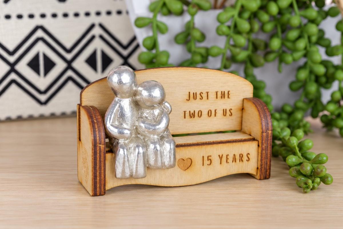 Cuddling Couple Wooden Sofa Bench – 15 Year Anniversary Gift