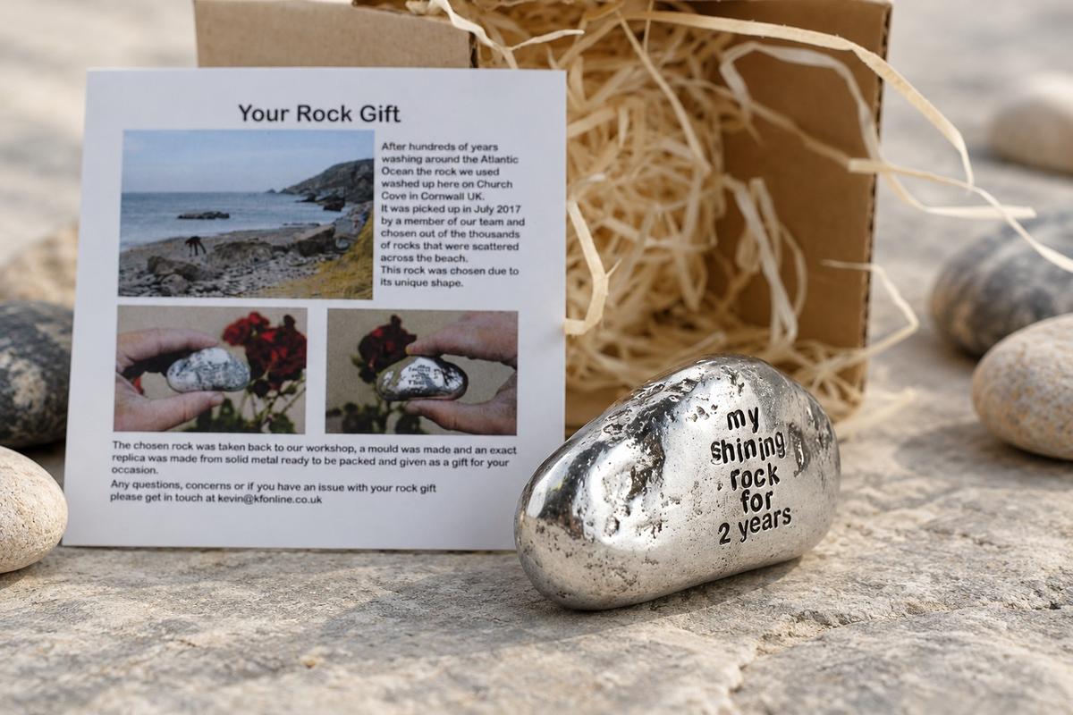 Solid Metal Rock - 2nd Anniversary Gift, Cornwall Beach Cast