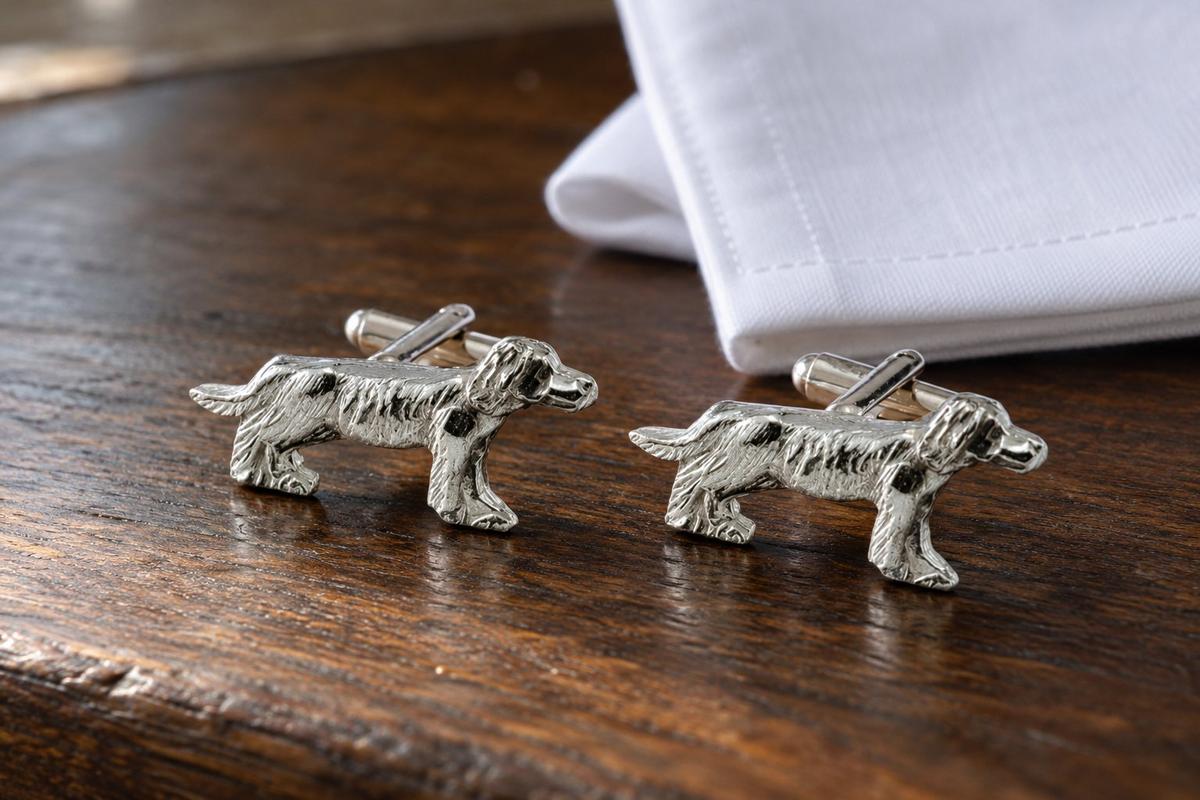 Springer Spaniel Dog Cufflinks – 10th Wedding Anniversary Gift | Handmade in Cornwall