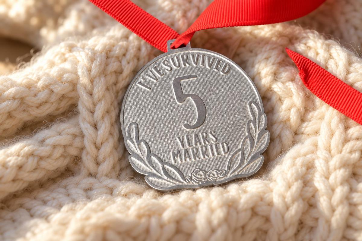 I've Survived 5 Years Married | Anniversary Medal with Sarcastic Phrase