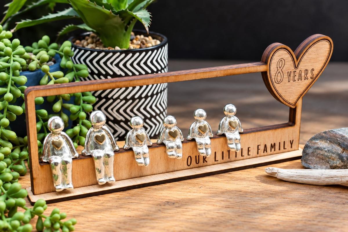 8 year wedding anniversary gift — bronze family sculpture, personalised with your family combination