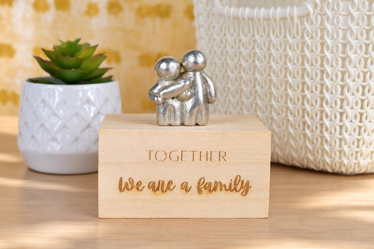 Anniversary Gift for Couples | 'Together We Are Family' Personalised Tin Sculpture | Choose Your Family Combination, Handmade UK