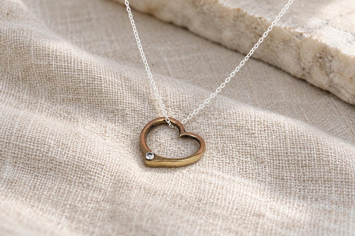 Bronze Open Heart Pendant for the 8th Wedding Anniversary Traditional