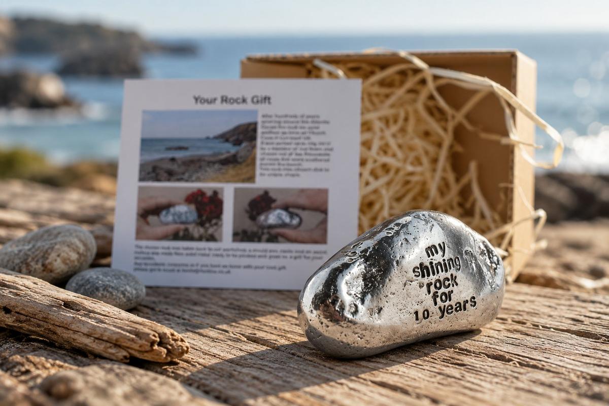 Solid Metal 10th Anniversary Rock - Unique Tenth Anniversary Gift