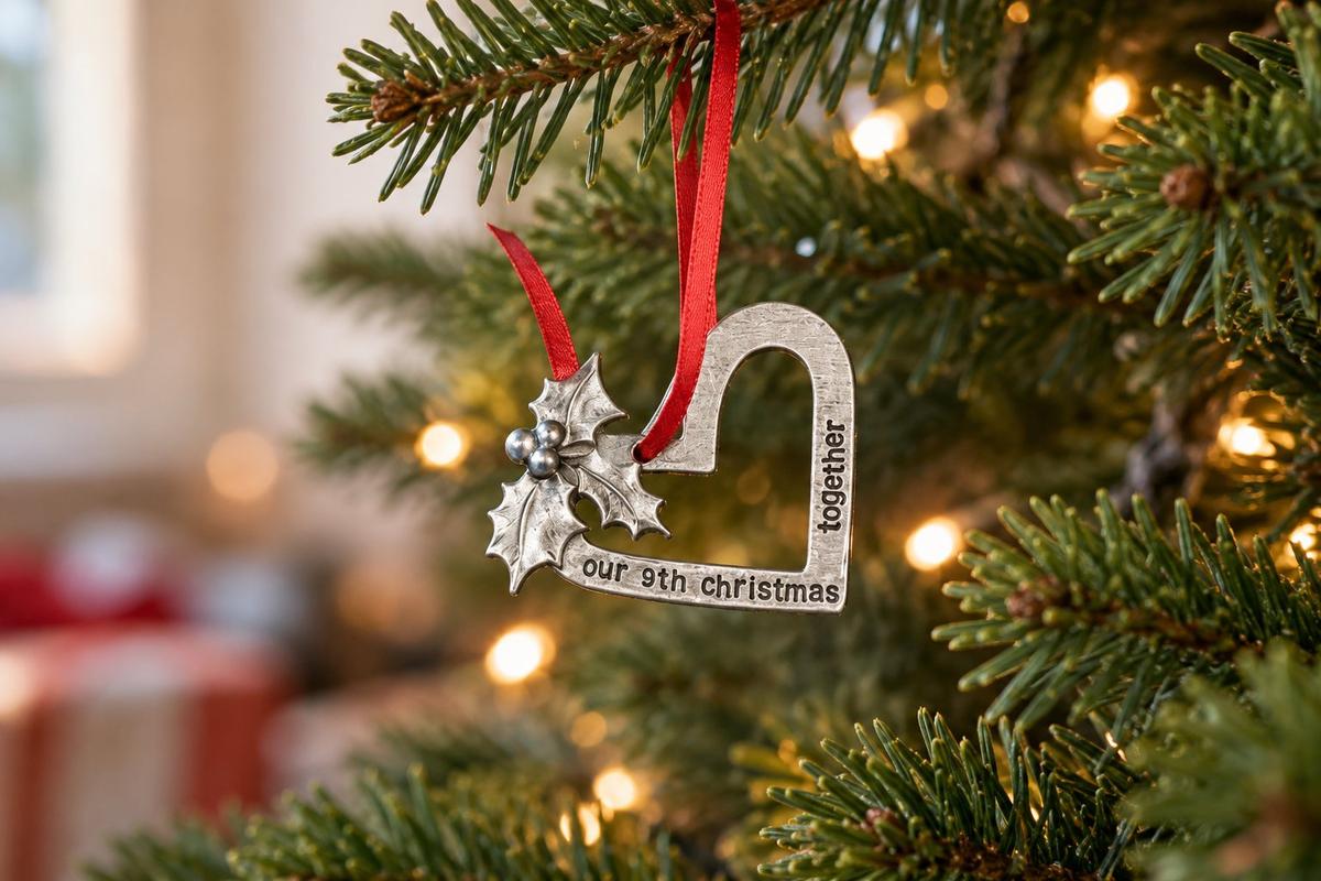 9th Anniversary Christmas Tree Ornament - Reads Our 9th Christmas Together
