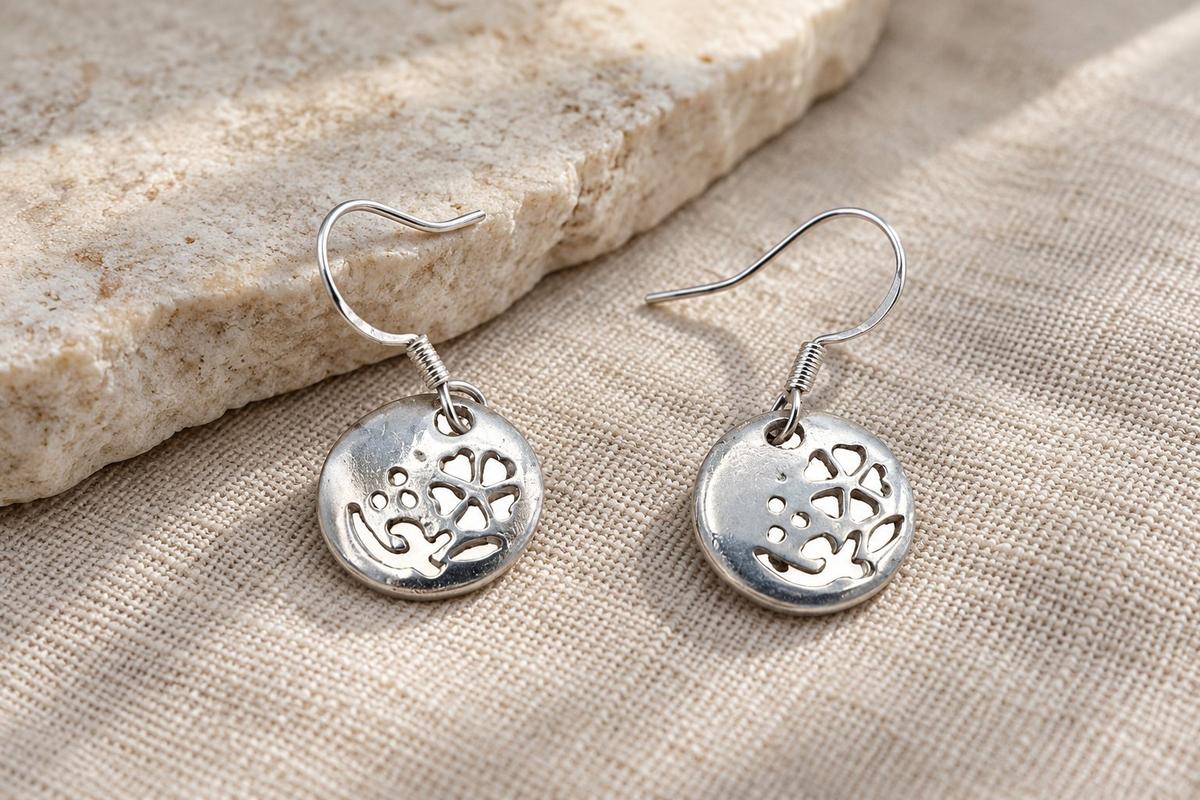 Tin Cut Out Flower Design Earrings - Anniversary or Birthday Gift