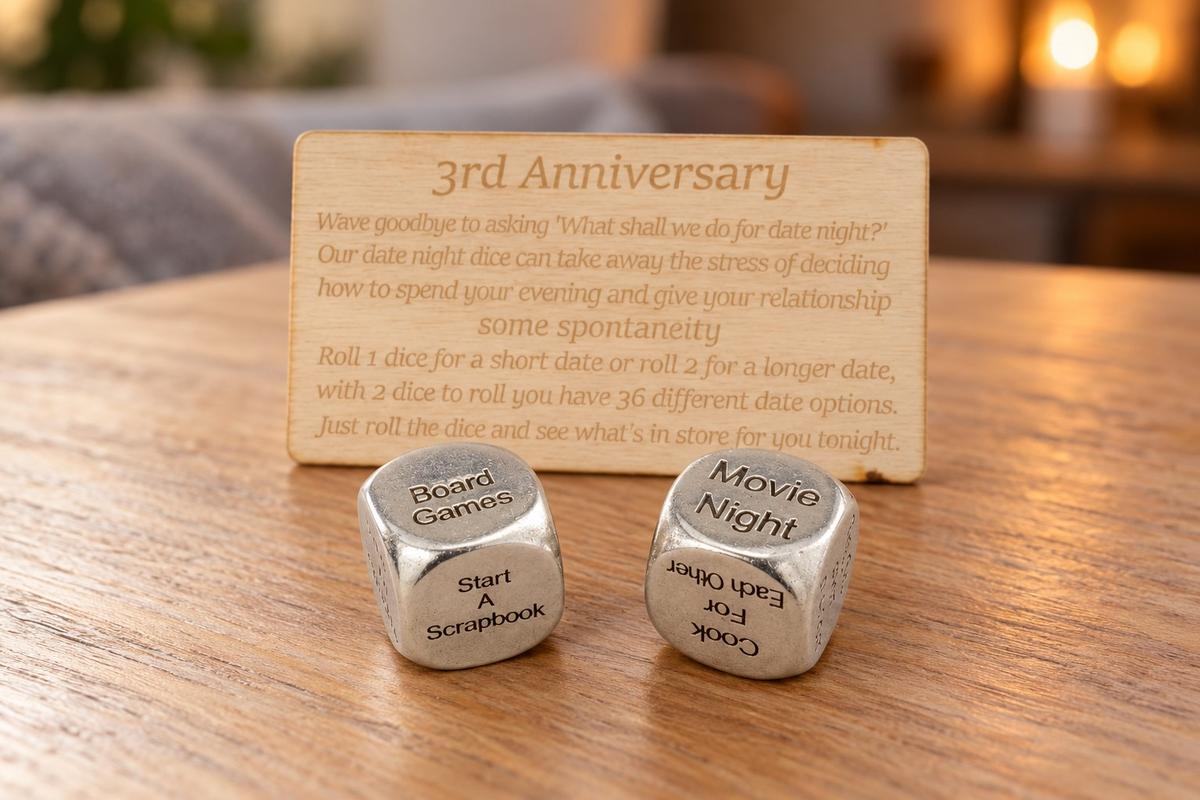 Third Anniversary Date Night Decider Dice - 3rd Anniversary