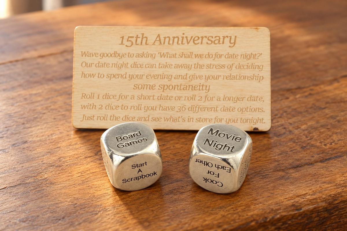 Fifteenth Anniversary Date Night Decider Dice - 15th Anniversary