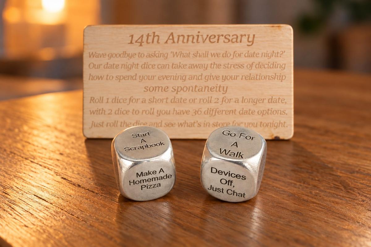 Fourteenth Anniversary Date Night Decider Dice - 14th Anniversary