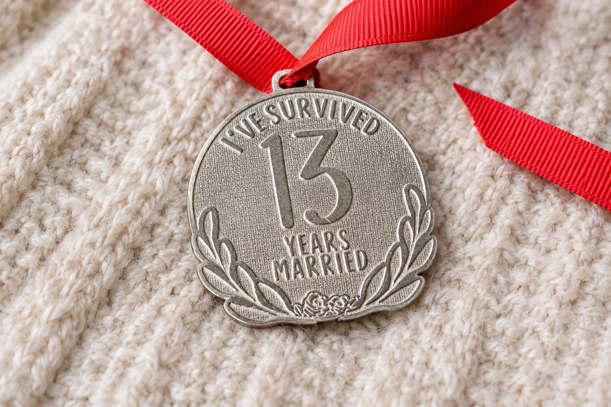 I've Survived 13 Years Married | Anniversary Medal with Sarcastic Phrase
