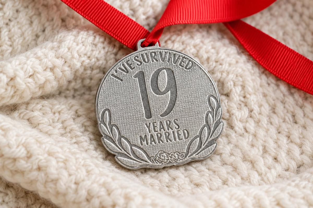 I've Survived 19 Years Married | Anniversary Medal with Sarcastic Phrase