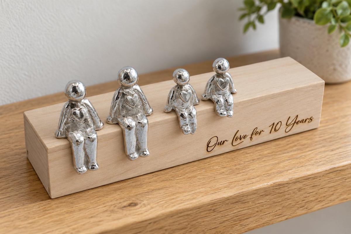 Our Love For 10 Years- Tin Sculpture Figurines- 10th Anniversary - Valentines