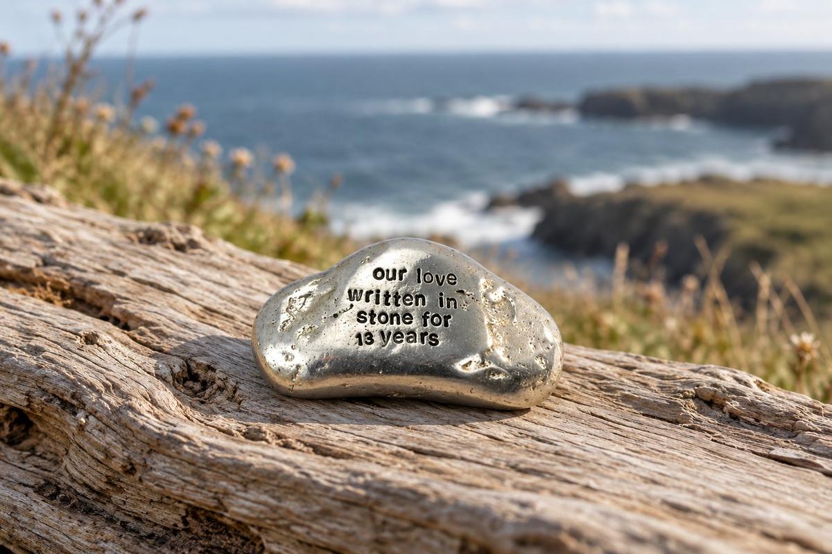 Our Love Written in Stone for 13 Year - Quality Tin Rock for your Anniversary