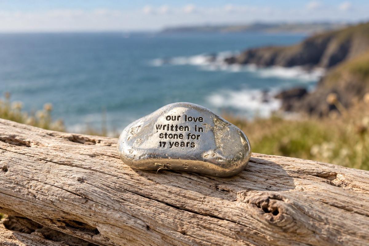 Our Love Written in Stone for 17 Year - Quality Tin Rock for your Anniversary