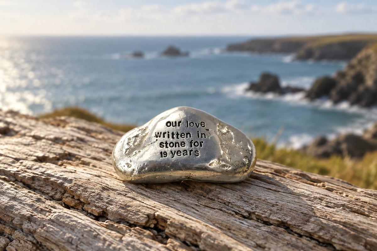 Our Love Written in Stone for 19 Year - Quality Tin Rock for your Anniversary