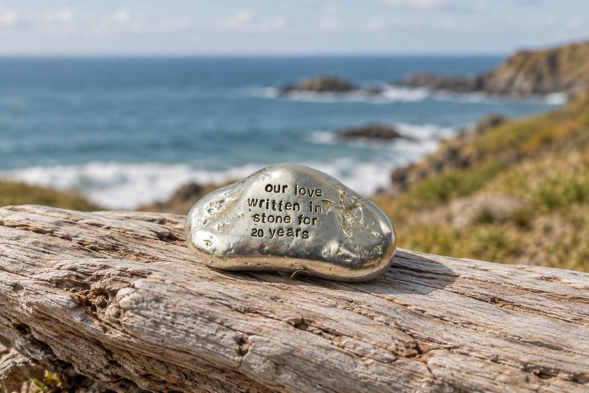 Our Love Written in Stone for 20 Year - Quality Tin Rock for your Anniversary