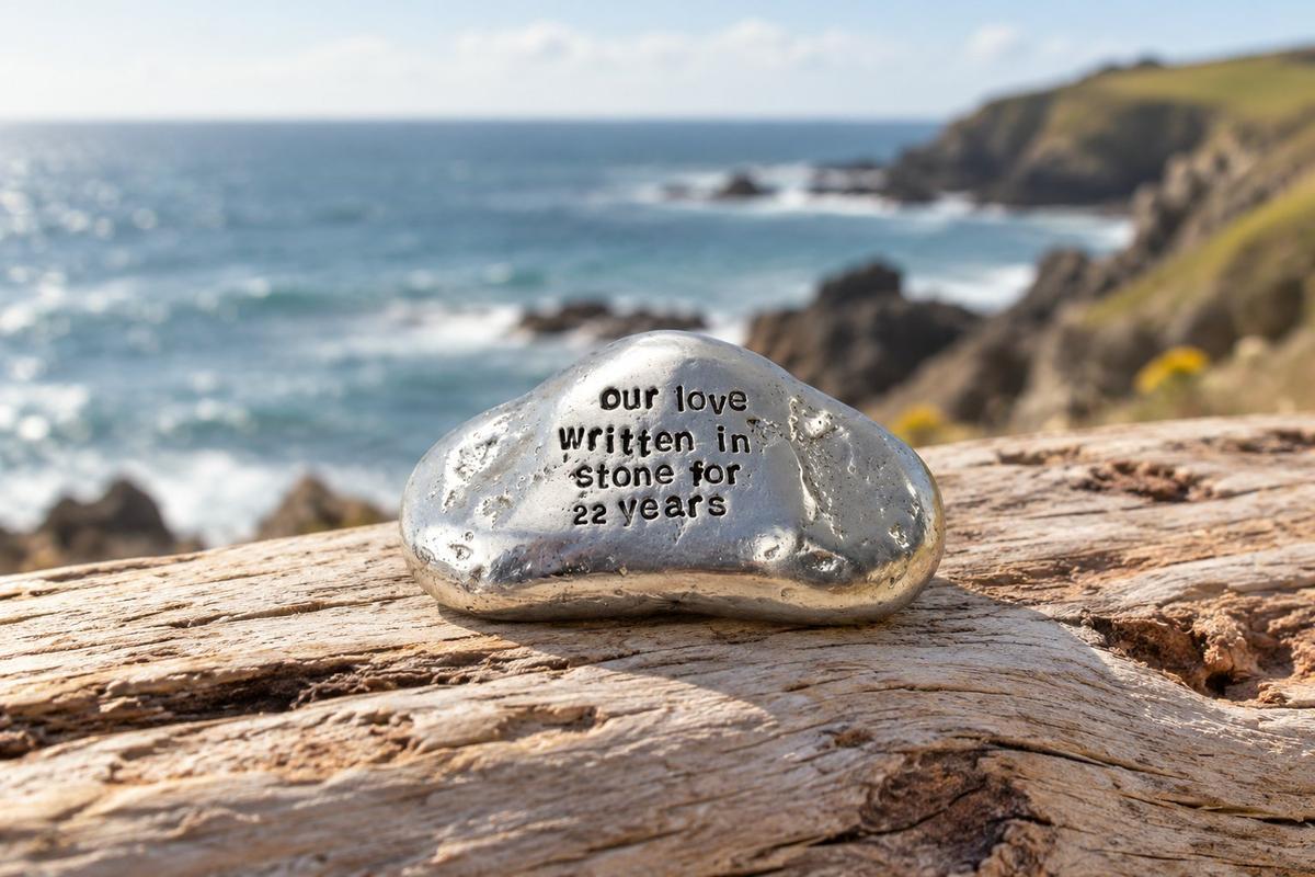 Our Love Written in Stone for 22 Year - Quality Tin Rock for your Anniversary