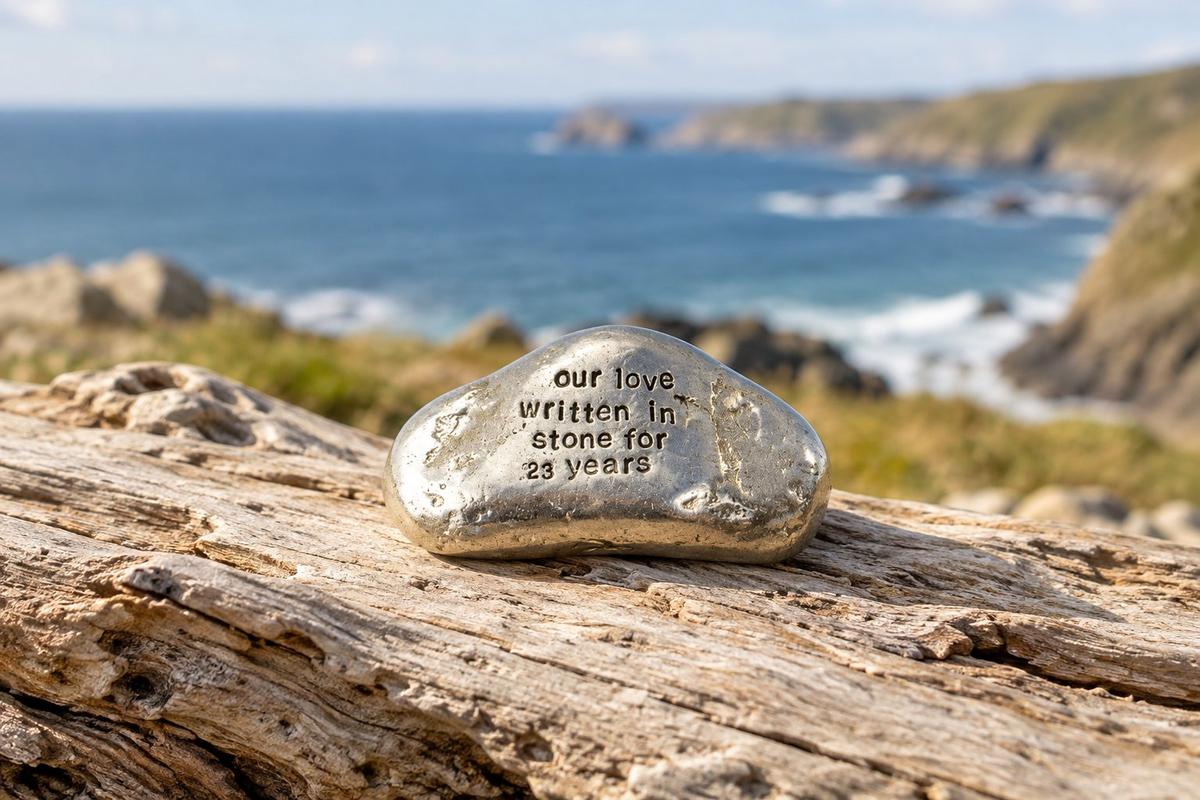 Our Love Written in Stone for 23 Year - Quality Tin Rock for your Anniversary