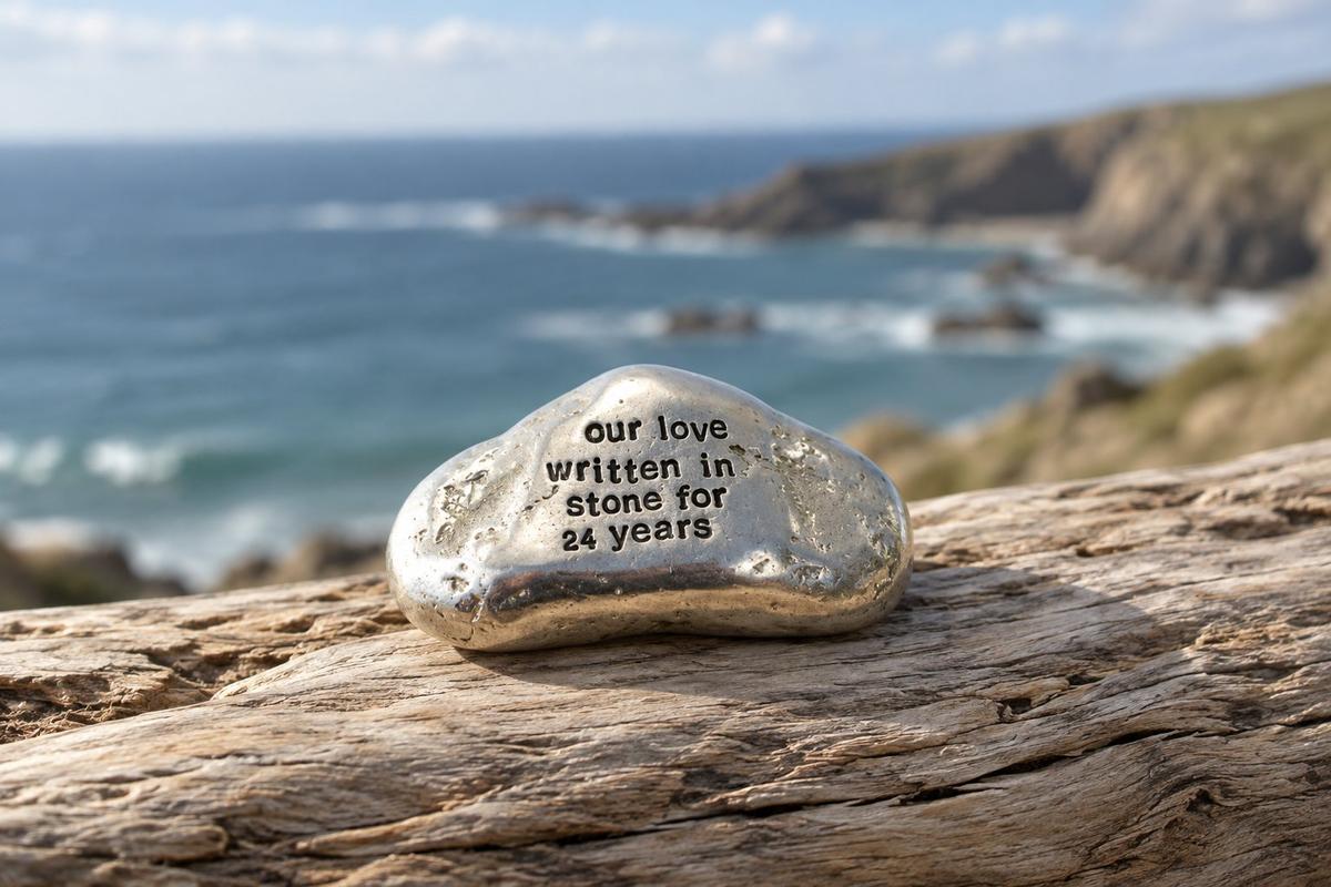 Our Love Written in Stone for 24 Year - Quality Tin Rock for your Anniversary