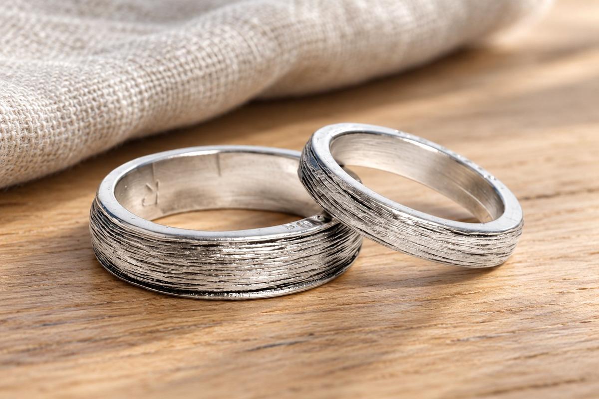 Pure Tin Anniversary Rings: His & Hers 'Ten Years' Inscription (Pair)
