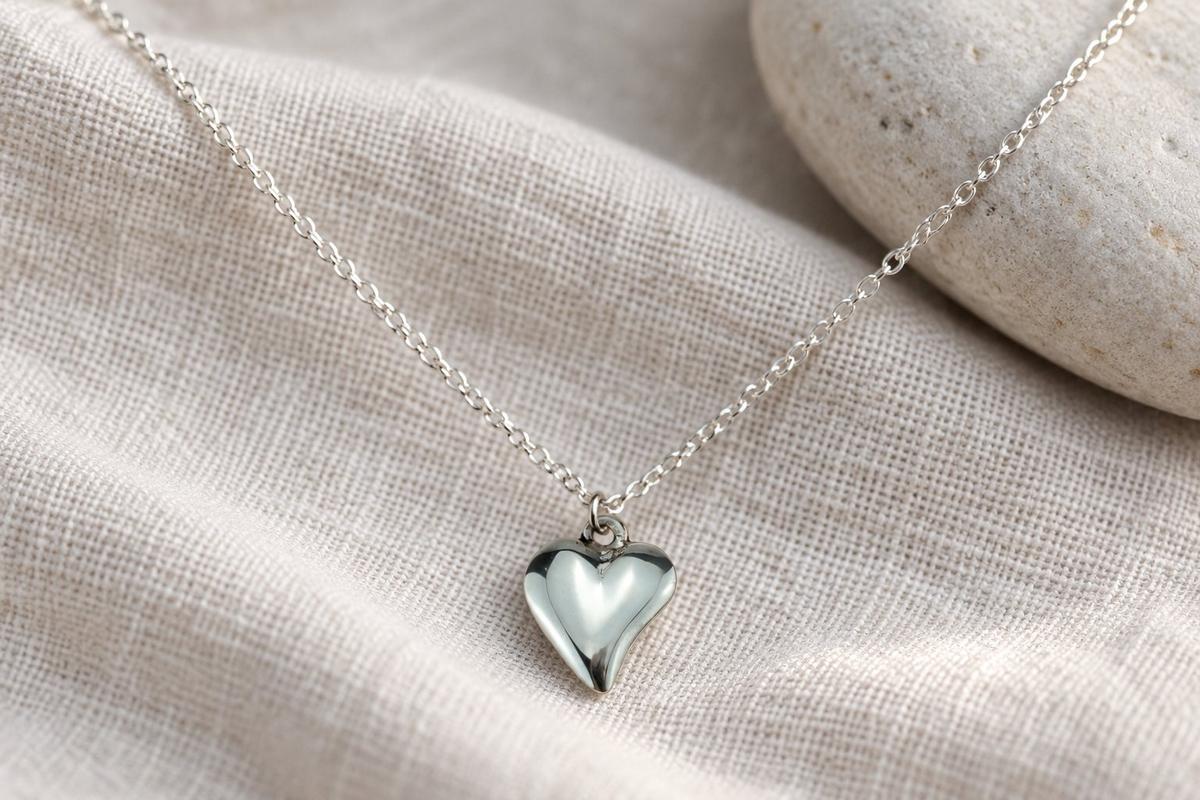 Pure Tin Heart Necklace – 10th Wedding Anniversary Gift