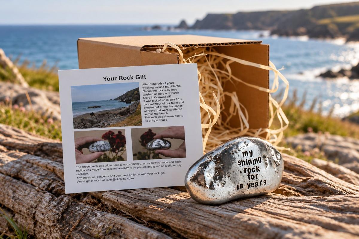 Solid Metal 18th Anniversary Rock - My Shining Rock Gift