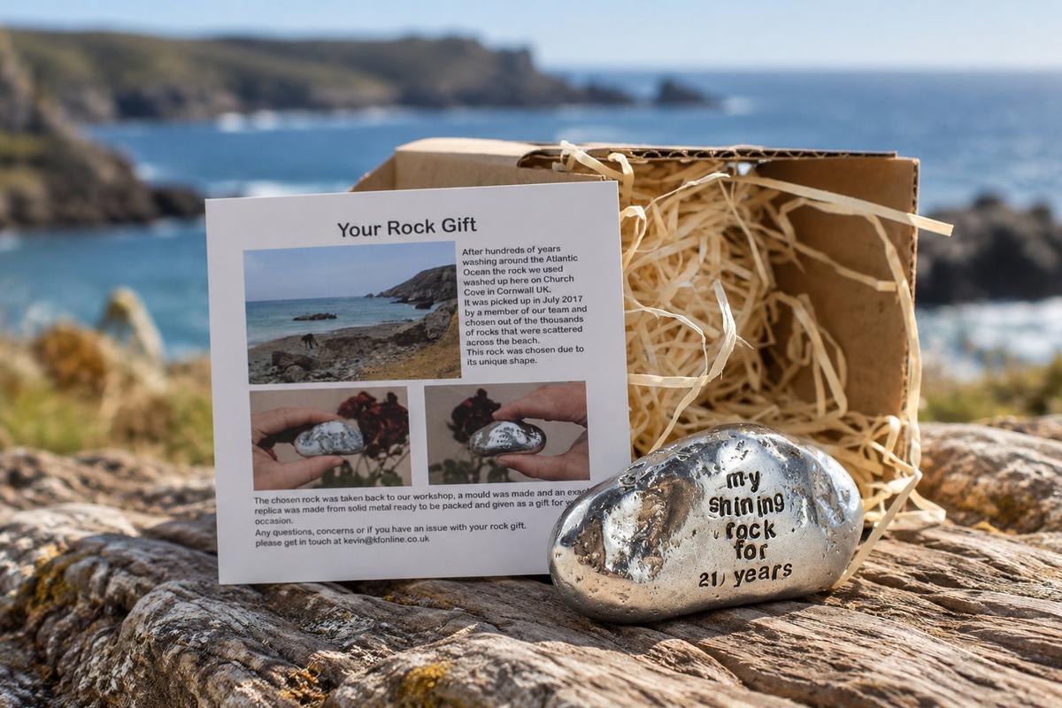 Solid Metal 21st Anniversary Rock – My Shining Rock Gift