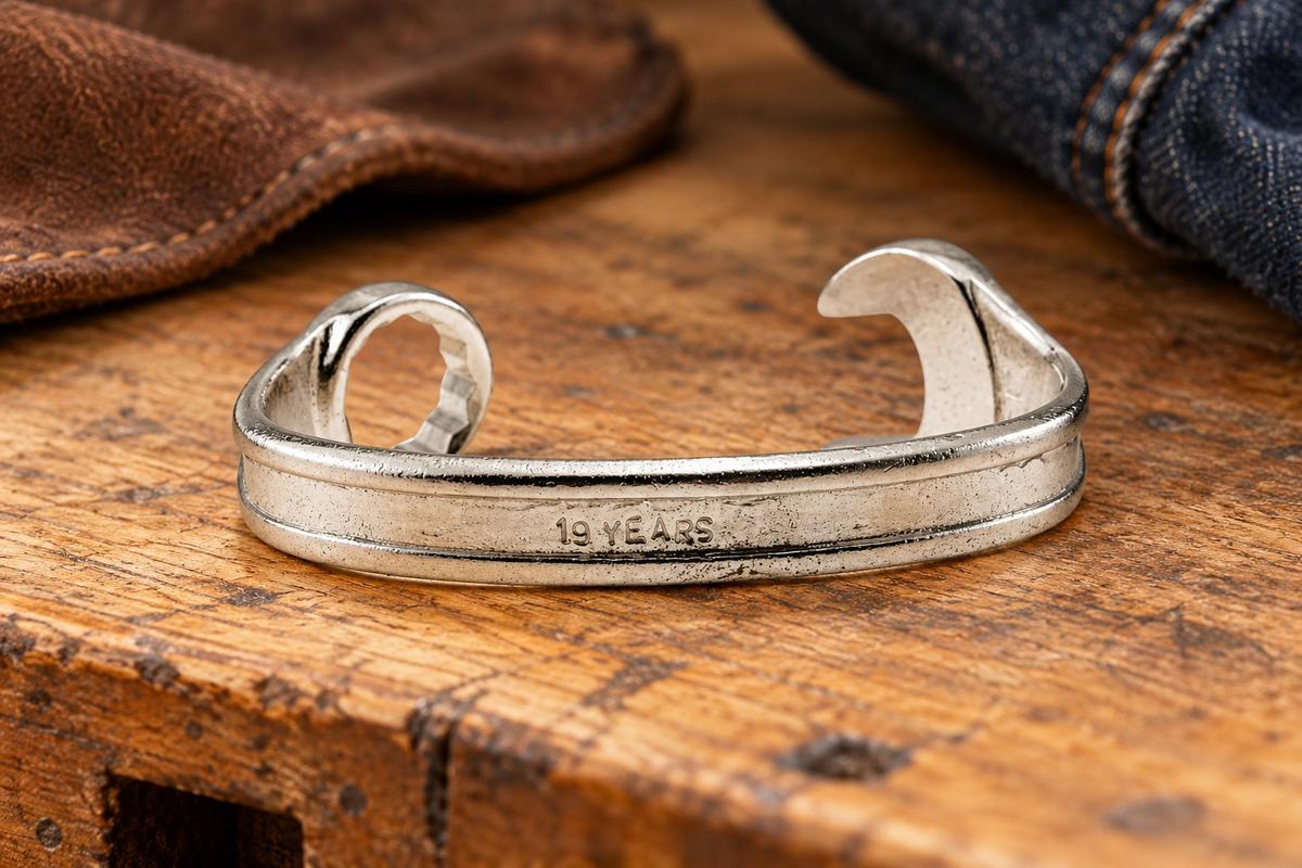 Spanner Wrench Bangle – 19th Anniversary Gift for Him