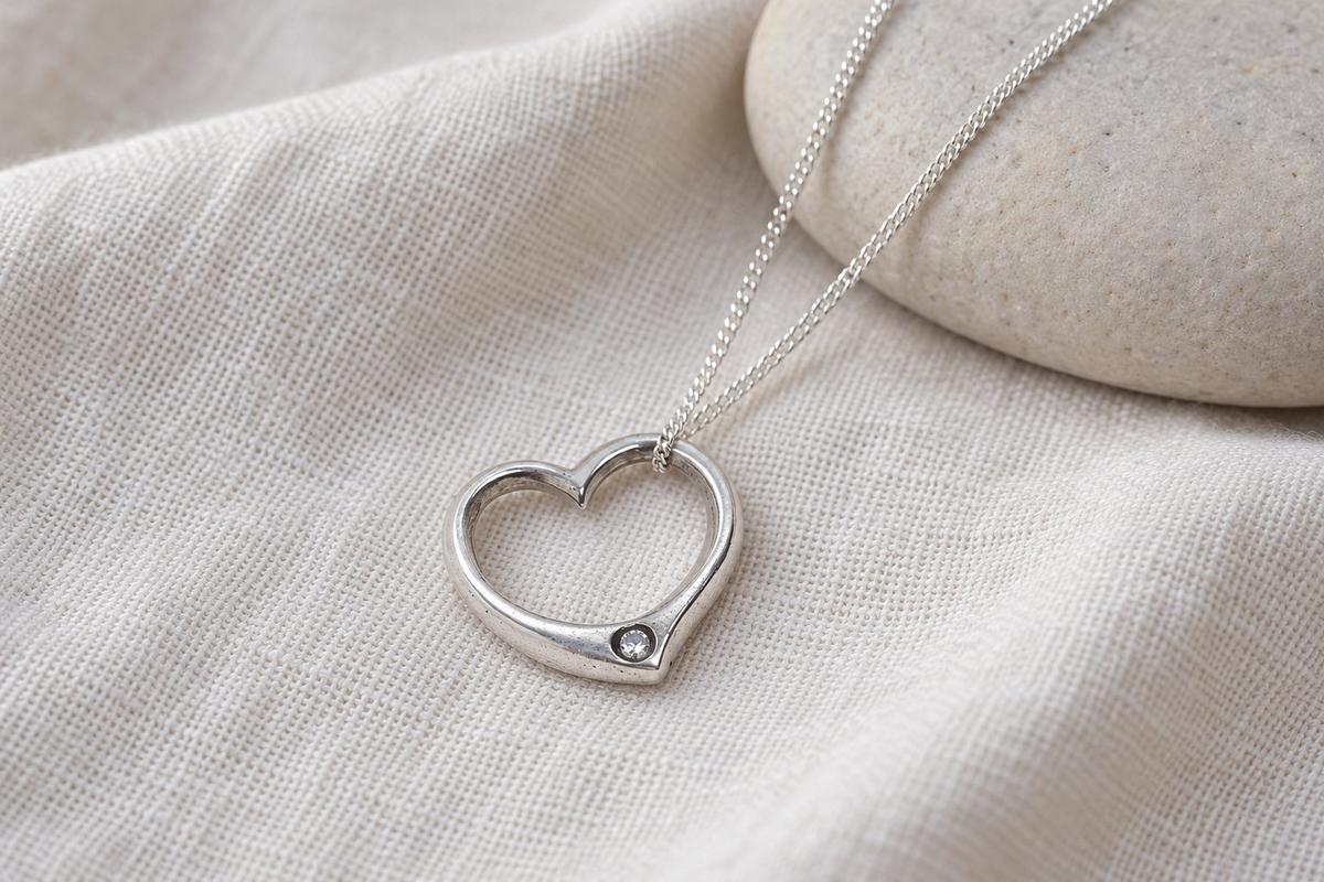 Tin 10th Wedding Anniversary Diamond Heart Pendant
