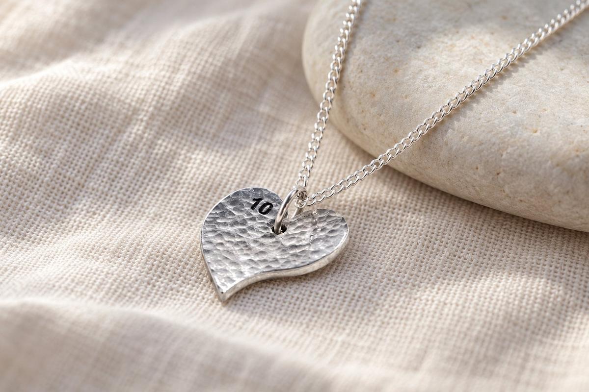 Tin 10th Wedding Anniversary Heart Pendant (made from pure tin content)