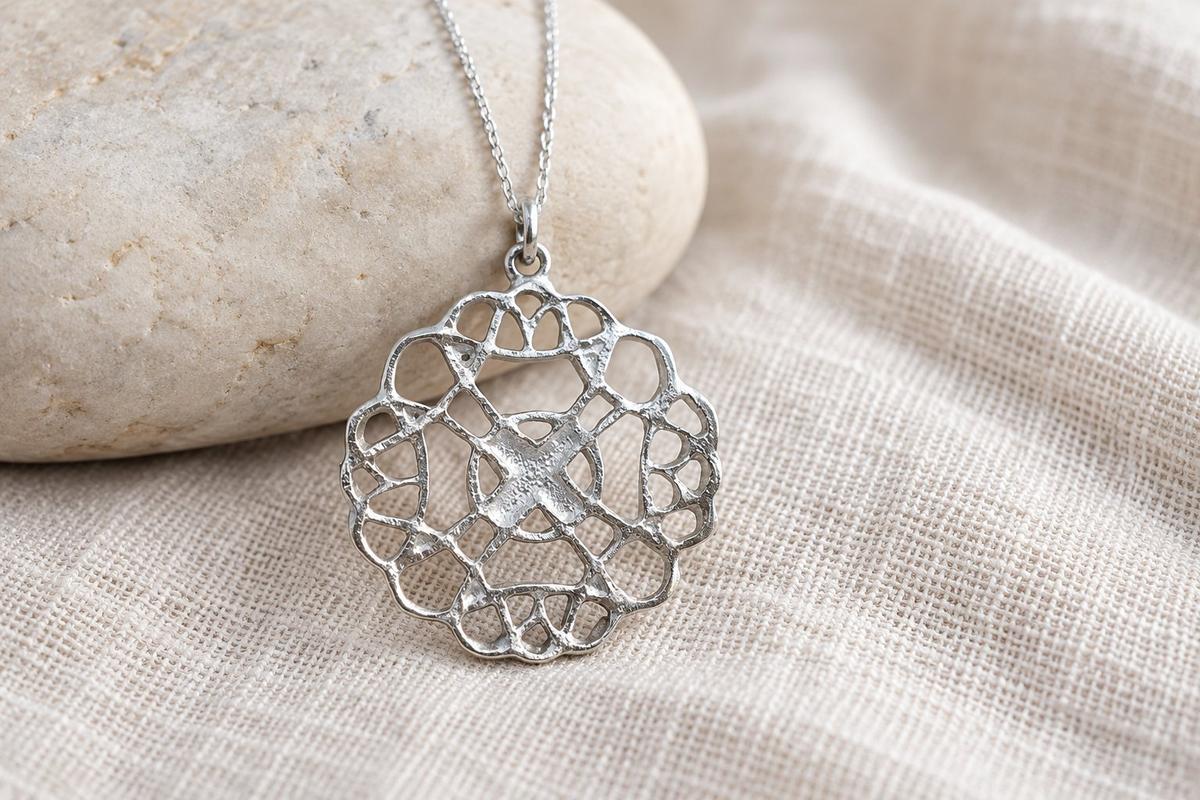 Tin Intricate Swirl Design Pendant/Necklace. 10th Wedding Anniversary. Birthday.