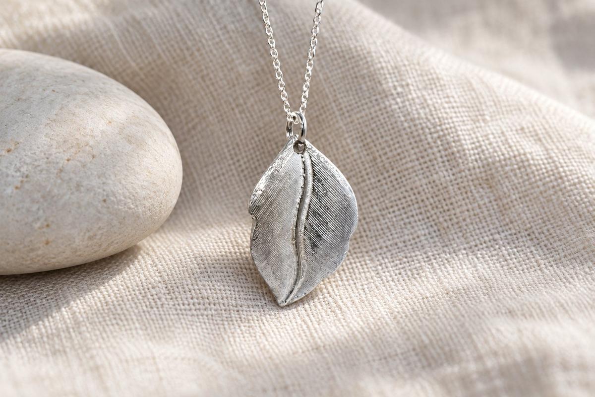 Tin Leaf Pendant/Necklace - 10th Wedding Anniversary. Birthday.