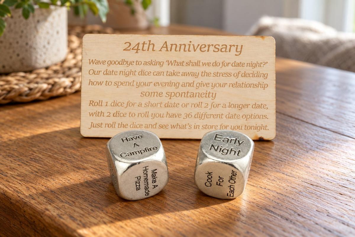 Twenty Fourth Anniversary Date Night Decider Dice - 24th Anniversary