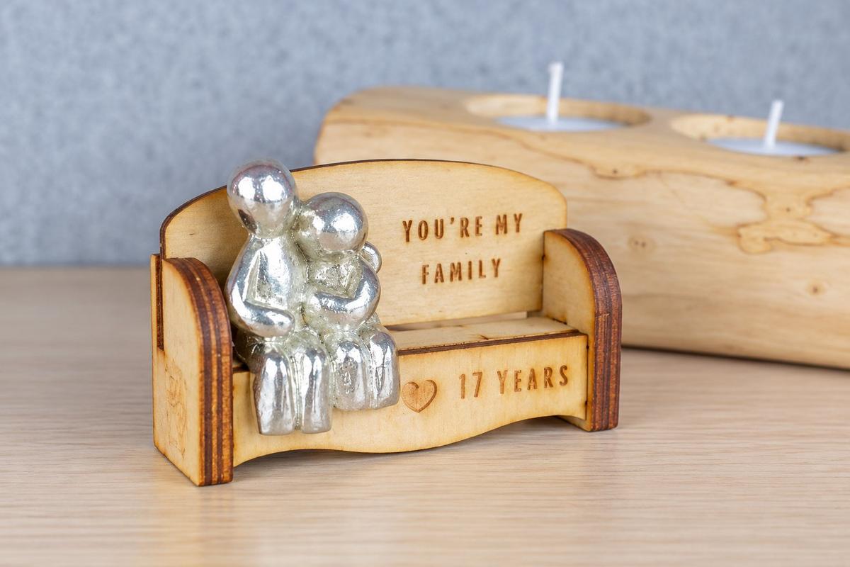 You're my family - 17 Years | Cuddling Couple on the Sofa | handmade Wooden Sofa Bench | Furniture Anniversary gift