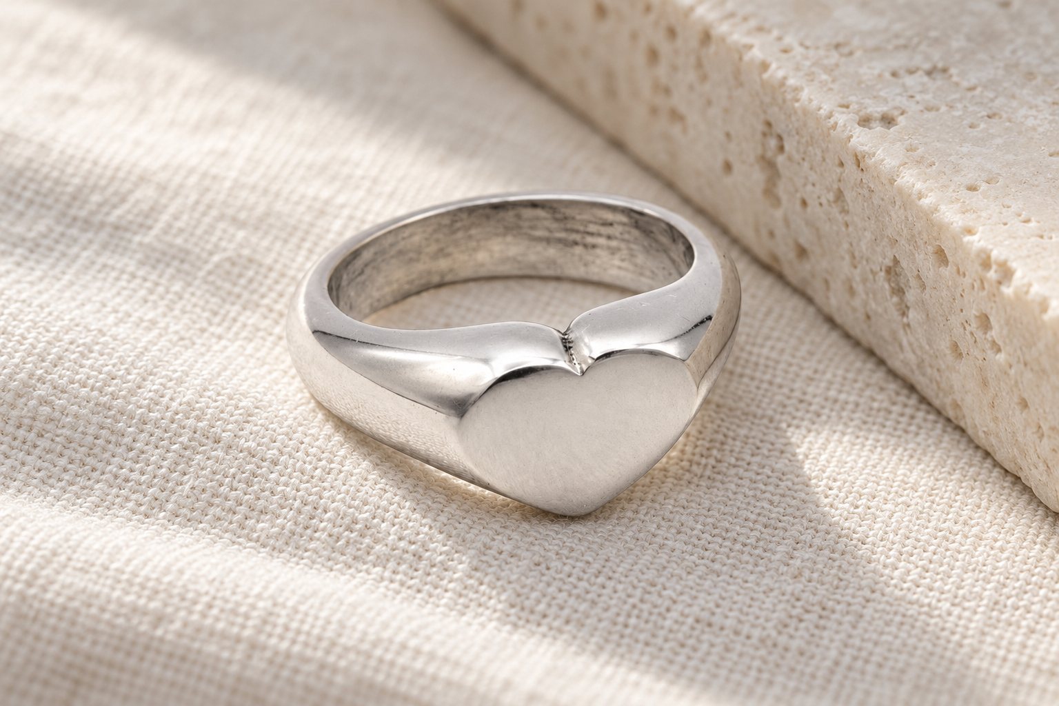 Tin Heart Signet Ring
